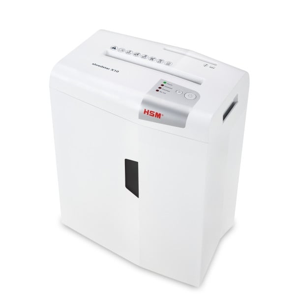 HSM SHREDSTAR X10 P-4 4.5 x 30 mm 10 Sheet Capacity Cross Cut Shredder HSM SHREDSTAR X10 P-4 4.5 x 30 mm 10 Sheet Capacity Cross Cut Shredder