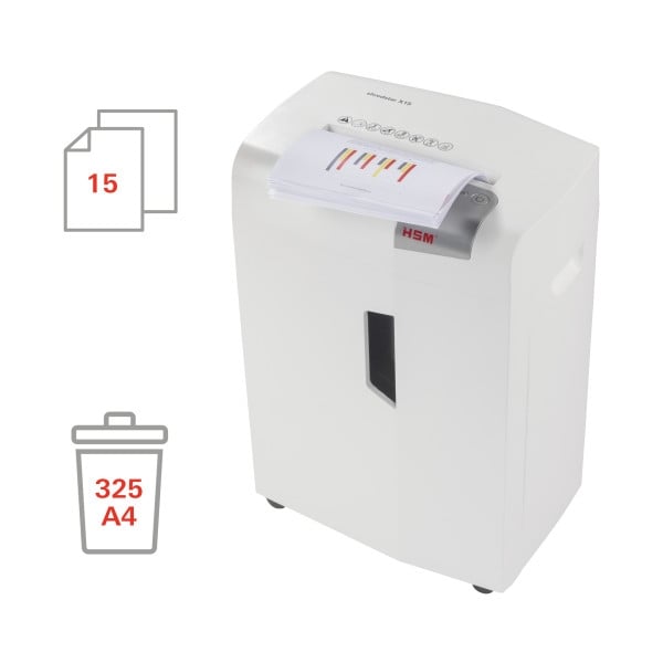 HSM SHREDSTAR X15 4 x 37 mm P-4 15 Sheet Capacity Cross Cut Shredder HSM SHREDSTAR X15 4 x 37 mm P-4 15 Sheet Capacity Cross Cut Shredder