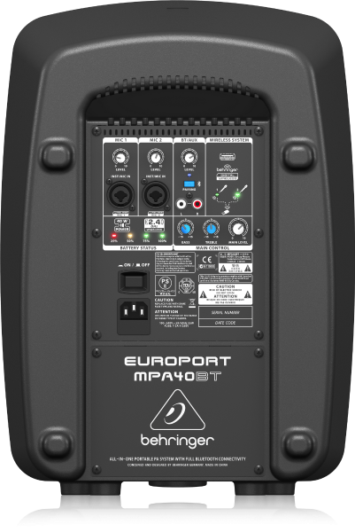 Behringer MPA40BT All-in-One Portable 40W PA System with Bluetooth Connectivity and Battery Operation Speaker Behringer MPA40BT All-in-One Portable 40W PA System with Bluetooth Connectivity and Battery Operation Speaker