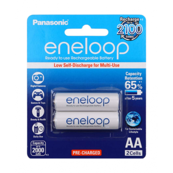 Panasonic BK-3MCCE-2BT Standard Rechargeable Eneloop AA Batteries Panasonic BK-3MCCE-2BT Standard Rechargeable Eneloop AA Batteries