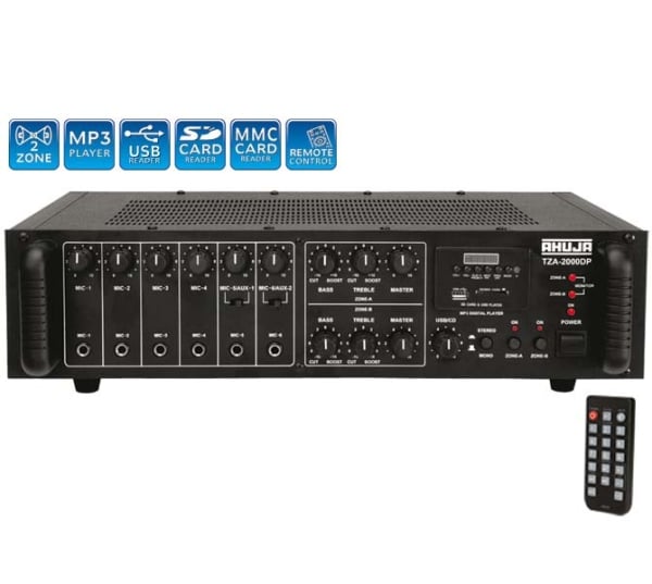 Ahuja TZA2000DP USB-SD 6-Microphone & 2-Aux Input PA Amplifier Ahuja TZA2000DP USB-SD 6-Microphone & 2-Aux Input PA Amplifier