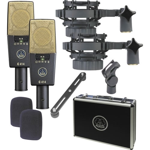 AKG C414 XLII ST Multi Pattern Condenser Microphone Matched Pair Stereo Set AKG C414 XLII ST Multi Pattern Condenser Microphone Matched Pair Stereo Set