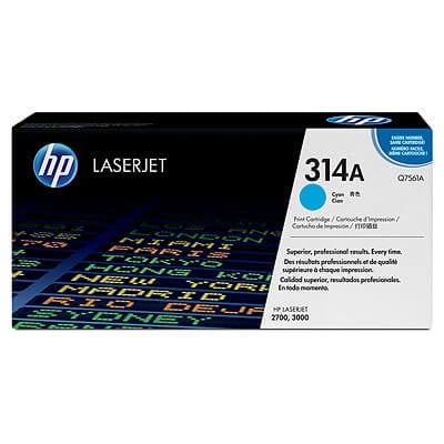 HP 314A Cyan Original LaserJet Toner Cartridge Q7561A HP 314A Cyan Original LaserJet Toner Cartridge Q7561A