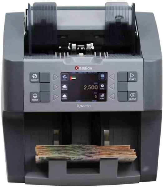 Cassida Xpecto Multi-Currency Counter with 10 Banknote Currency Value & Dual CIS Detector Counting Machine Cassida Xpecto Multi-Currency Counter with 10 Banknote Currency Value & Dual CIS Detector Counting Machine