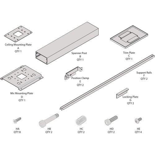 ClearOne 910-001-005-12 Ceiling Mount Kit with 12 ClearOne 910-001-005-12 Ceiling Mount Kit with 12