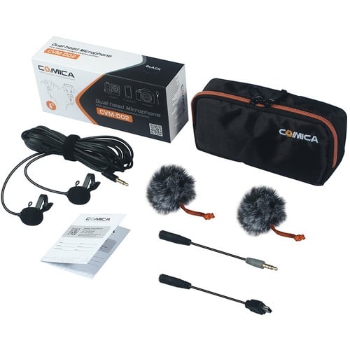Comica Audio CVM-D02 Dual Omnidirectional Lavalier Microphones Red 2.5m Comica Audio CVM-D02 Dual Omnidirectional Lavalier Microphones Red 2.5m