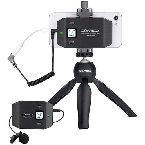 Comica Audio CVM-WS50C Wireless Microphone with Mini Tripod for Smartphones