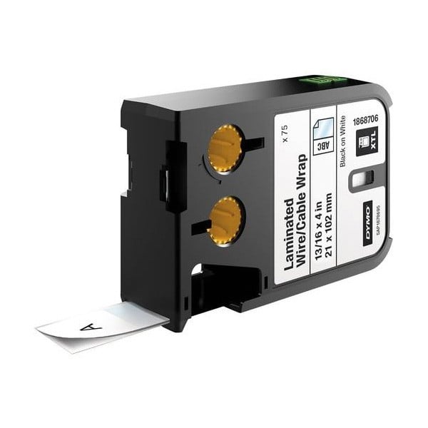 Dymo Label Wrap, Laminated, Vinyl Black on White 21 X 102mm Dymo Label Wrap, Laminated, Vinyl Black on White 21 X 102mm