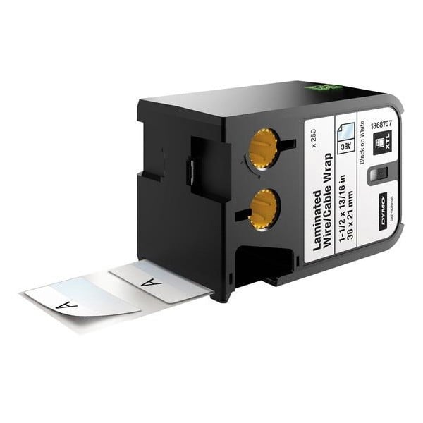 Dymo Label Wrap, Laminated, Vinyl Black on White 38 X 21mm Dymo Label Wrap, Laminated, Vinyl Black on White 38 X 21mm