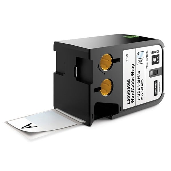 Dymo Label Wrap, Laminated, Vinyl Black on White 38 X 39mm Dymo Label Wrap, Laminated, Vinyl Black on White 38 X 39mm