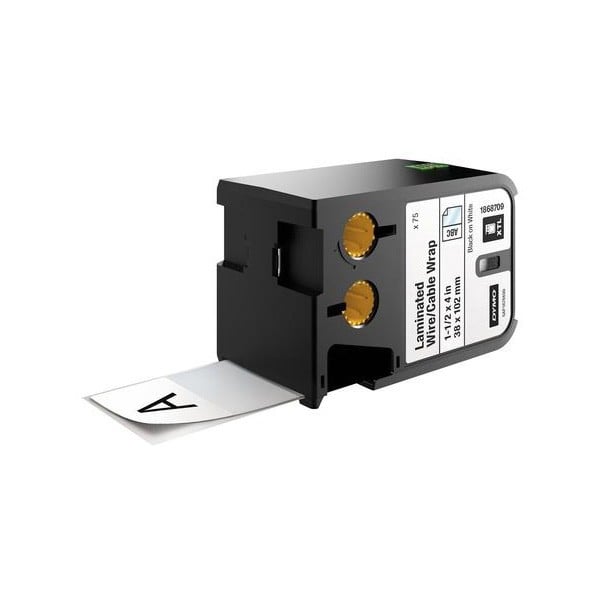 Dymo Label Wrap, Laminated, Vinyl Black on White 38 X 102mm Dymo Label Wrap, Laminated, Vinyl Black on White 38 X 102mm