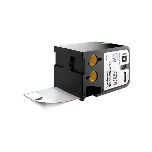 Dymo Label Wrap, Laminated, Vinyl Black on White 51 X 39mm Dymo Label Wrap, Laminated, Vinyl Black on White 51 X 39mm