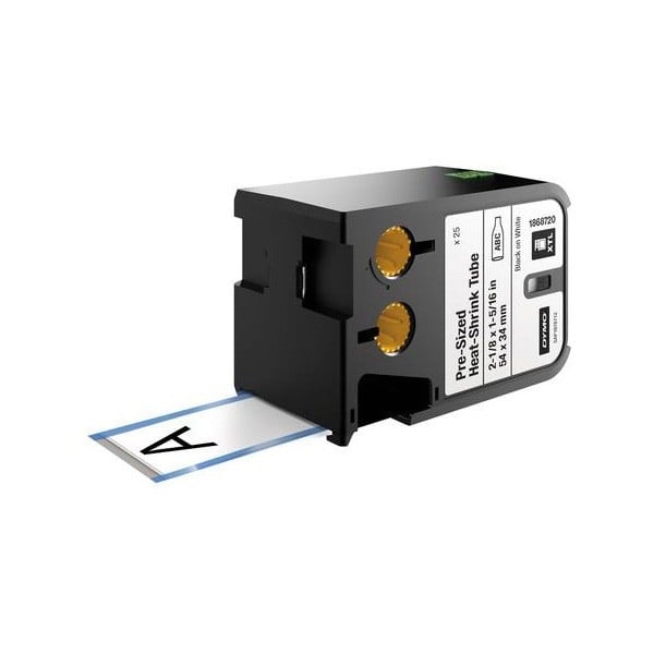 Dymo Heat Shrink Tubes Pre-Sized Black on White 54 X 34mm Dymo Heat Shrink Tubes Pre-Sized Black on White 54 X 34mm