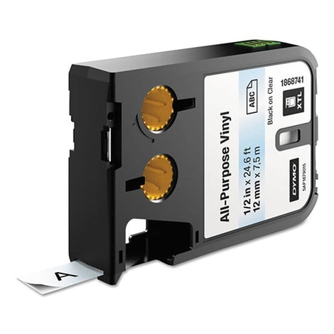 Dymo Vinyl Tape, All Purpose Black on Clear, 24MM X 7M