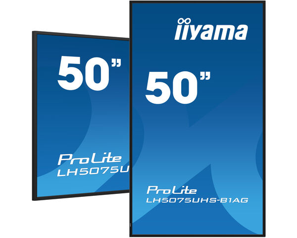 IIYAMA 50" 4K UHD Professional Digital Signage 24/7 display featuring Android OS, FailOver and Intel® SDM slot – ProLite LH5075UHS-B1AG
