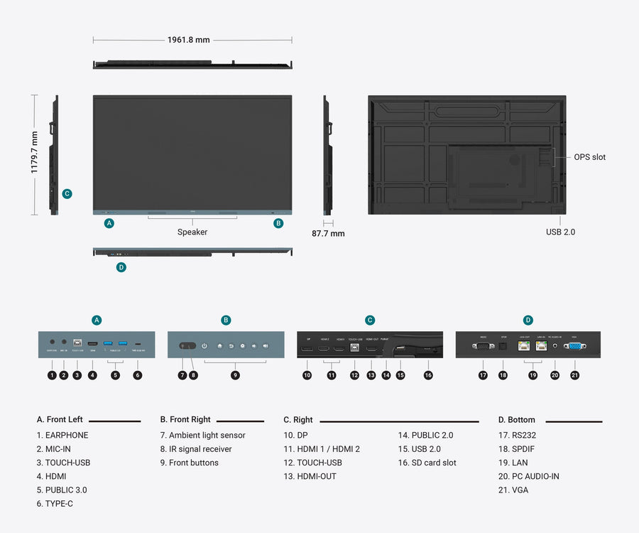 BenQ Board Essential RE04 86-inch 4K Interactive Flat Panel – RE8604