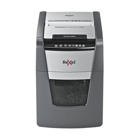Rexel Optimum Auto+100M 100 Sheet 80 gsm P-5 Jam-Free Auto Reverse Function Micro Cut Shredder