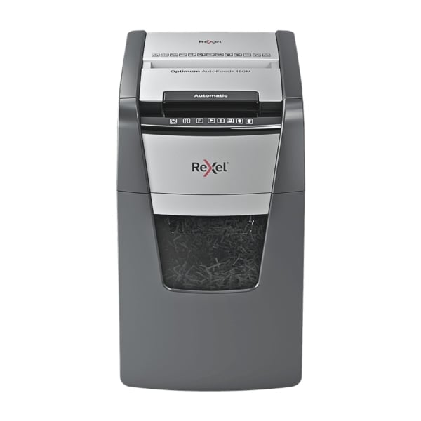 Rexel Optimum Auto+150M 150 Sheet 80 gsm P-5 Jam-Free Auto Reverse Function Micro Cut Shredder Rexel Optimum Auto+150M 150 Sheet 80 gsm P-5 Jam-Free Auto Reverse Function Micro Cut Shredder