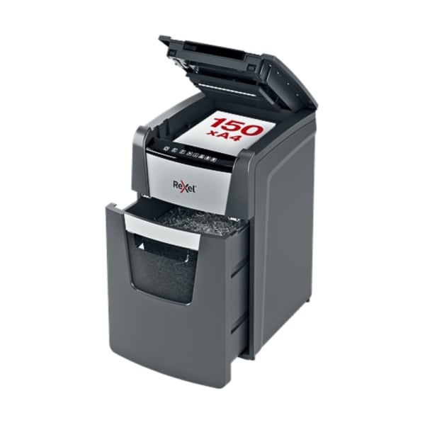 Rexel Optimum Auto+150M 150 Sheet 80 gsm P-5 Jam-Free Auto Reverse Function Micro Cut Shredder Rexel Optimum Auto+150M 150 Sheet 80 gsm P-5 Jam-Free Auto Reverse Function Micro Cut Shredder