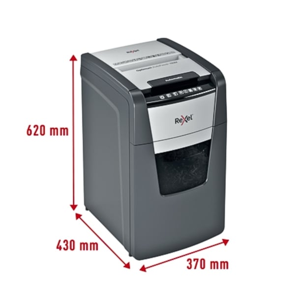 Rexel Optimum Auto+150M 150 Sheet 80 gsm P-5 Jam-Free Auto Reverse Function Micro Cut Shredder Rexel Optimum Auto+150M 150 Sheet 80 gsm P-5 Jam-Free Auto Reverse Function Micro Cut Shredder