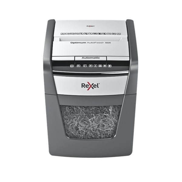 Rexel Optimum 50X 50 Sheet 80 gsm P-4 Jam-Free Auto Reverse Function Cross-Cut Shredder Rexel Optimum 50X 50 Sheet 80 gsm P-4 Jam-Free Auto Reverse Function Cross-Cut Shredder
