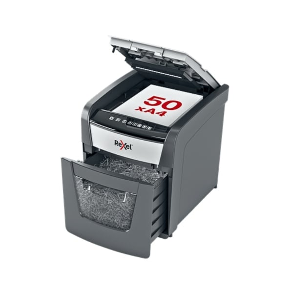 Rexel Optimum 50X 50 Sheet 80 gsm P-4 Jam-Free Auto Reverse Function Cross-Cut Shredder Rexel Optimum 50X 50 Sheet 80 gsm P-4 Jam-Free Auto Reverse Function Cross-Cut Shredder