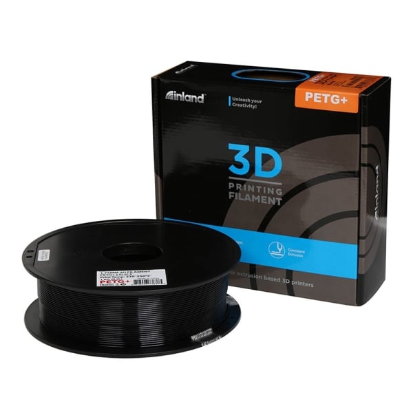 Inland 1.75mm PETG+ 3D Printer Filament Solid Black