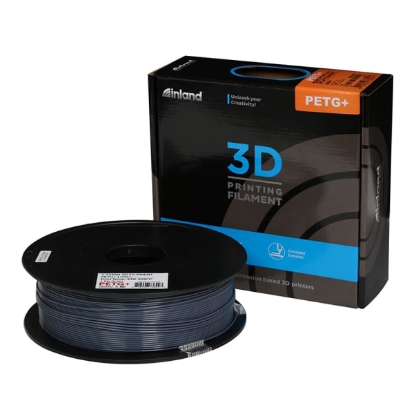Inland 1.75mm PETG+ 3D Printer Filament Solid Grey