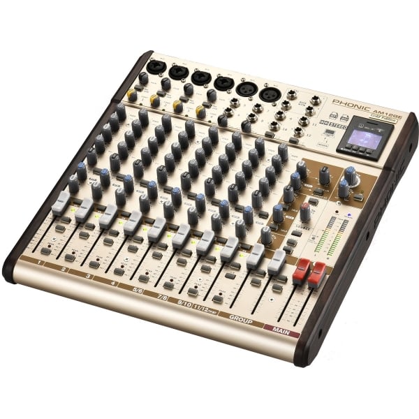 Phonic AM12GE USB Interface Bluetooth TF Recorder AM Gold Edition Compact Mixer Phonic AM12GE USB Interface Bluetooth TF Recorder AM Gold Edition Compact Mixer