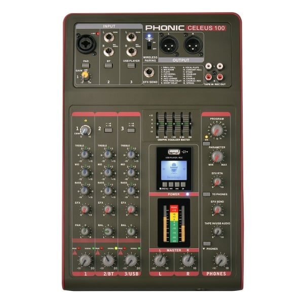 Phonic CELEUS100 Analog USB With Recorder & Bluetooth Mixer Phonic CELEUS100 Analog USB With Recorder & Bluetooth Mixer