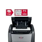 Rexel Optimum Auto+750X 750 Sheet 80 gsm P-4 Jam-Free Auto Reverse Function Cross Cut Shredder Rexel Optimum Auto+750X 750 Sheet 80 gsm P-4 Jam-Free Auto Reverse Function Cross Cut Shredder