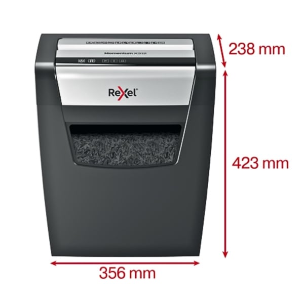 Rexel Momentum X312 12 Sheet 80 gsm P-3 Jam-Free Auto Reverse Function Cross Cut Shredder Rexel Momentum X312 12 Sheet 80 gsm P-3 Jam-Free Auto Reverse Function Cross Cut Shredder