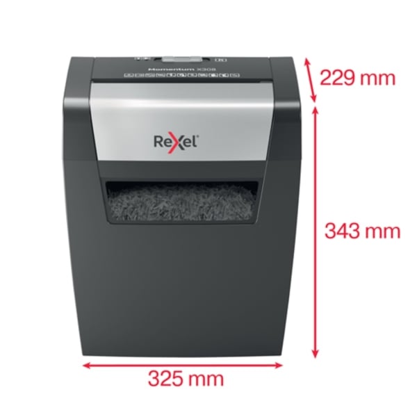 Rexel Momentum X308 8 Sheet 80 gsm P-3 Jam-Free Auto Reverse Function Cross Cut Shredder Rexel Momentum X308 8 Sheet 80 gsm P-3 Jam-Free Auto Reverse Function Cross Cut Shredder