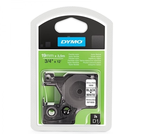 Dymo S0718050 Flexible Nylon Tape 19mm x 3,5m Black on White Dymo S0718050 Flexible Nylon Tape 19mm x 3,5m Black on White
