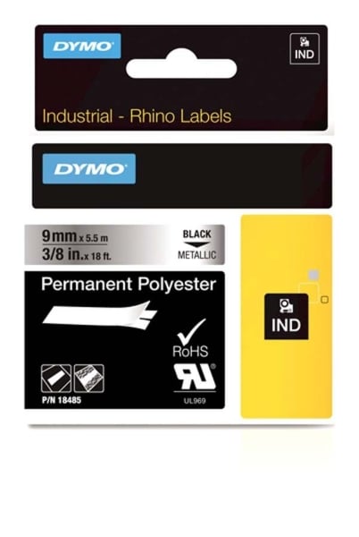 Dymo S0718170 - 9mm Metalised Permanent Polyester Rhino Tape Dymo S0718170 - 9mm Metalised Permanent Polyester Rhino Tape