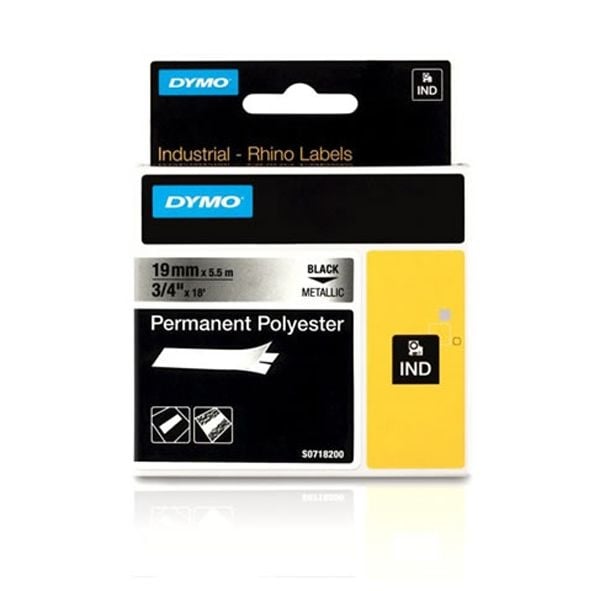 Dymo S0718200 - 19mm Metalised Permanent Polyester Rhino Tape Dymo S0718200 - 19mm Metalised Permanent Polyester Rhino Tape