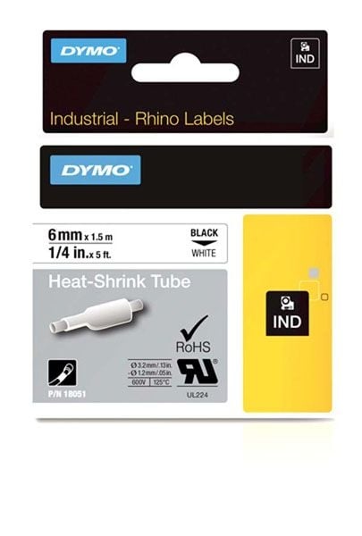 Dymo Rhino S0718270 6mm Yellow Heat Shrink Tubing Dymo Rhino S0718270 6mm Yellow Heat Shrink Tubing
