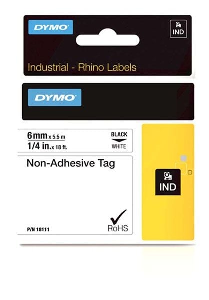 Dymo Rhino S0718350 6mm White Non Adhesive Tag Dymo Rhino S0718350 6mm White Non Adhesive Tag