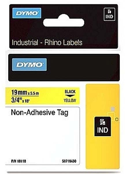 Dymo Rhino S0718430 19mm Yellow Non Adhesive Tag Dymo Rhino S0718430 19mm Yellow Non Adhesive Tag