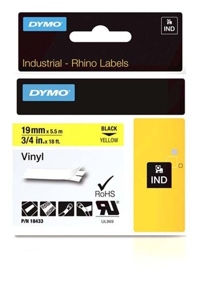 Dymo Rhino S0718470 19mm Yellow Vinyl Tape Dymo Rhino S0718470 19mm Yellow Vinyl Tape