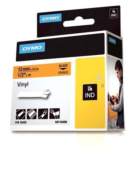 Dymo Rhino S0718490 12mm Orange Vinyl Tape Dymo Rhino S0718490 12mm Orange Vinyl Tape