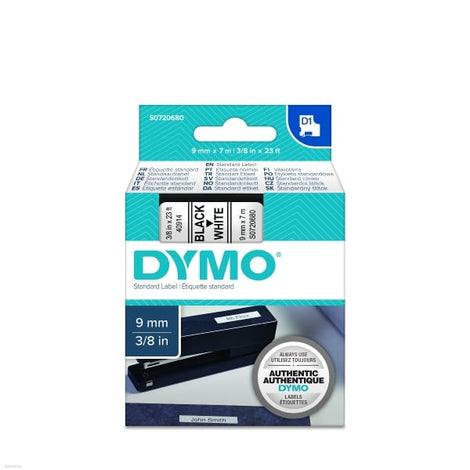 Dymo S0720680 D1 40913 Tape 9mm x 7m Black on White
