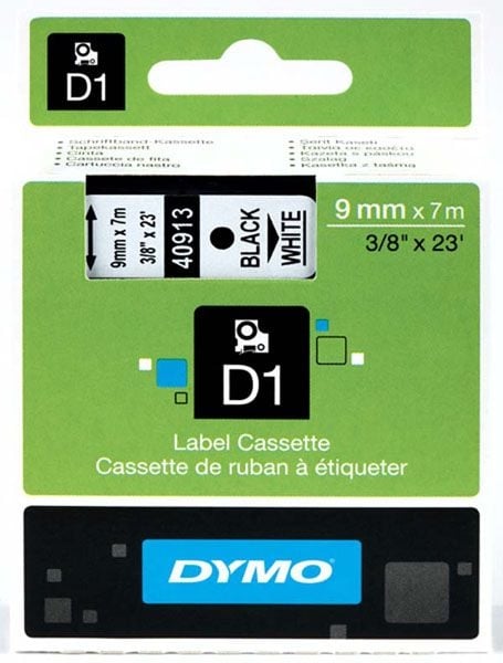 Dymo S0720680 D1 Tape 9mm Black on White Dymo S0720680 D1 Tape 9mm Black on White