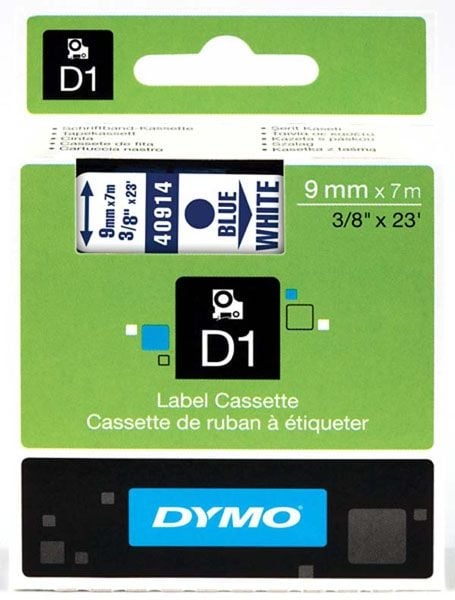 Dymo S0720690 D1 Tape 9mm Blue on White Dymo S0720690 D1 Tape 9mm Blue on White