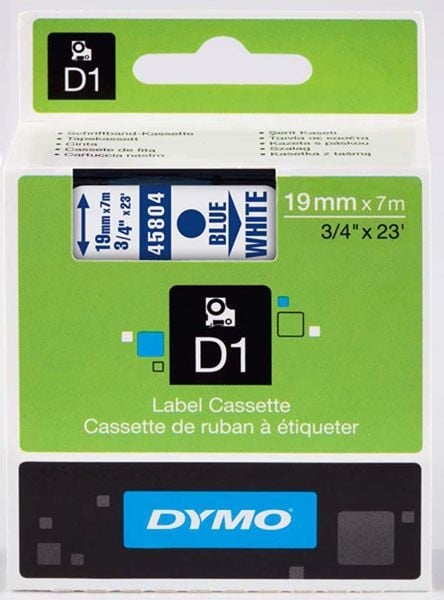 Dymo S0720840 D1 Tape 19mm Blue on White Dymo S0720840 D1 Tape 19mm Blue on White