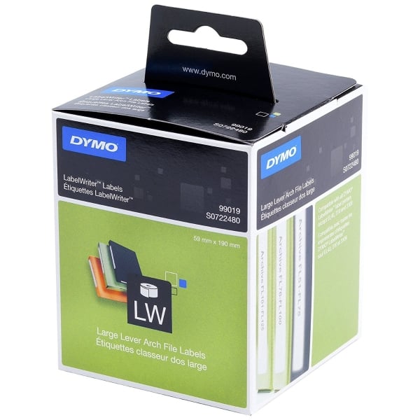 Dymo S0722480 LW Broad Folder Labels Black on White 190mm x 59mm Dymo S0722480 LW Broad Folder Labels Black on White 190mm x 59mm