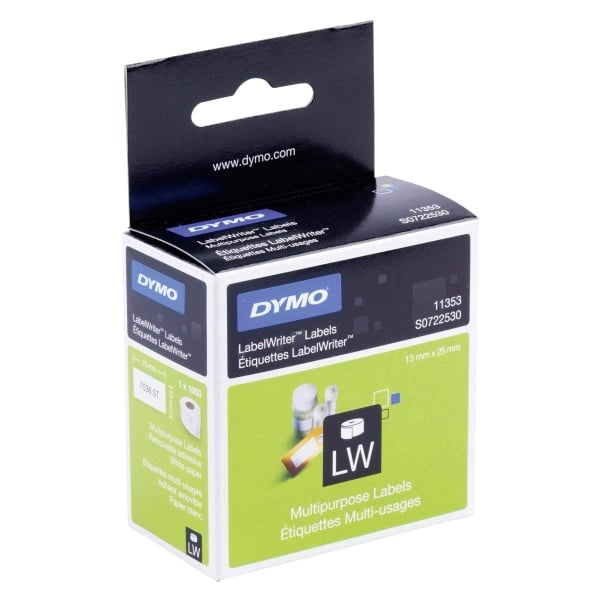 Dymo S0722530 Multi-Purpose Labels 13mm x 25mm Dymo S0722530 Multi-Purpose Labels 13mm x 25mm