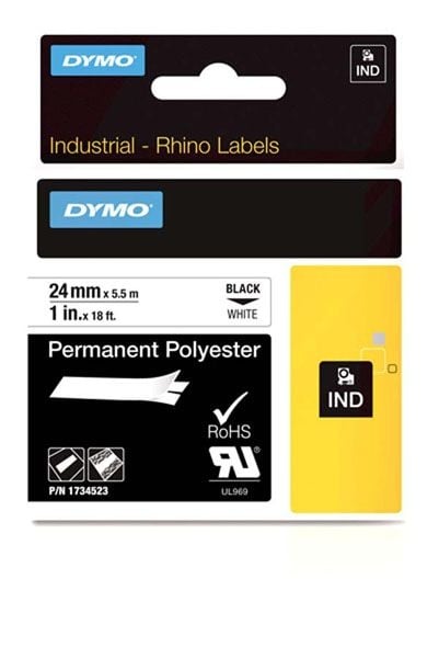 Dymo Rhino S0773830 24mm White 6000 Permanent Polyester Tape Dymo Rhino S0773830 24mm White 6000 Permanent Polyester Tape