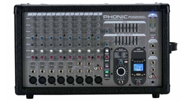 Phonic Powerpod2000R USB Recorder 2000W 10-Channel Powered Mixer Phonic Powerpod2000R USB Recorder 2000W 10-Channel Powered Mixer