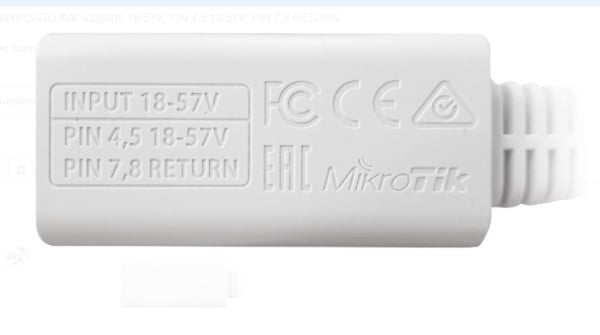 Mikrotik Gigabit PoE adapter RBGPOE Mikrotik Gigabit PoE adapter RBGPOE